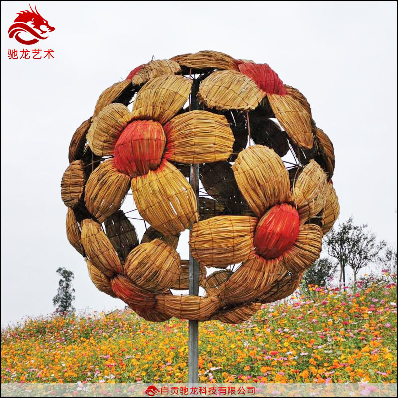 动物骆驼稻草工艺品定制农民丰收节稻草人草雕农耕文化展品