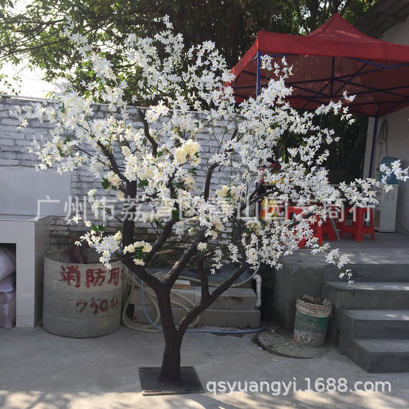 定制仿真梨花树大型假树实木树干婚庆酒店大厅装饰仿真梨花树