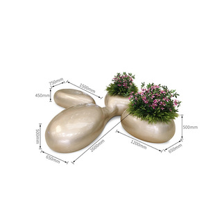 创意玻璃钢休闲椅商场公共休息椅户外创意座椅水滴花盆鹅卵石坐凳