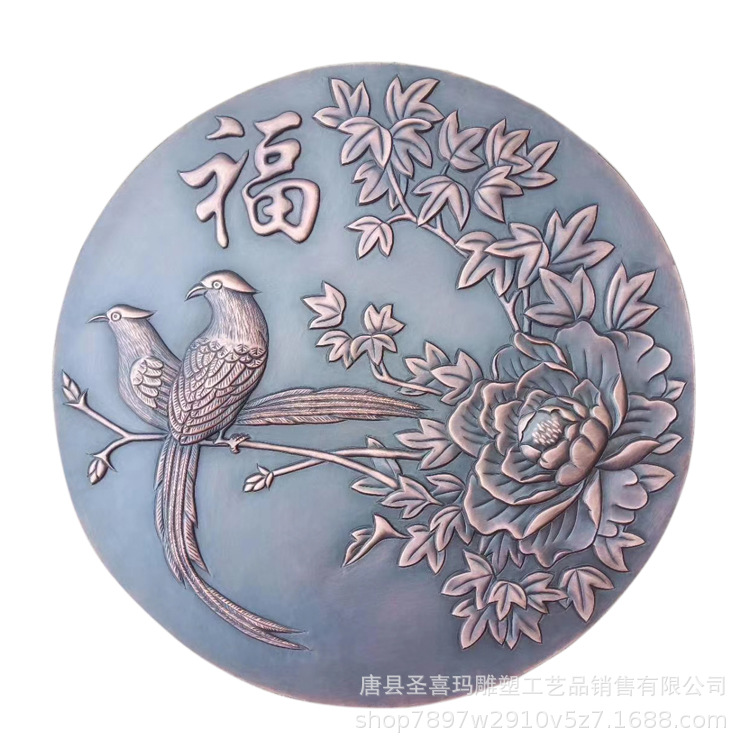 墙面装饰铜浮雕室内玄关铜壁画紫铜锻铜浮雕背景画金属工艺品定制图片