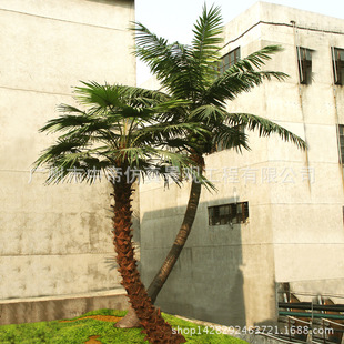 室内外弯杆棕榈树人造椰子树假扇葵树优美造型树场景装 饰假植物