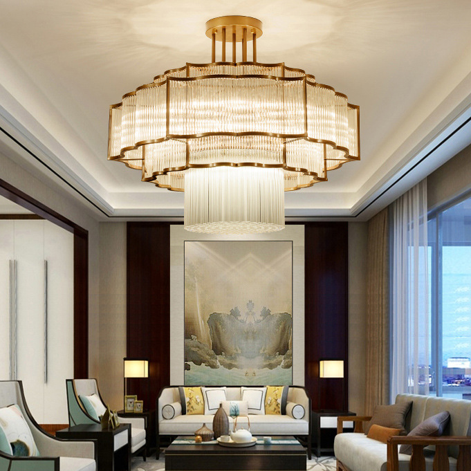 新中式工程水晶吊灯led包间水晶灯餐厅吊灯酒店吊灯