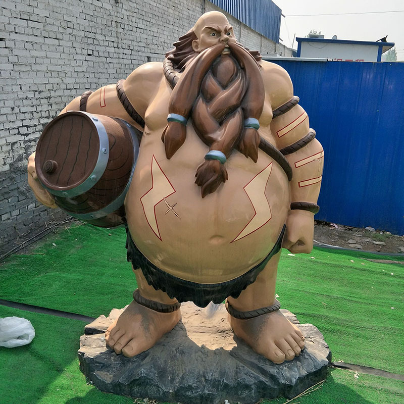 销售雕塑玻璃钢酒桶树脂彩绘lol英雄联盟网吧门口模型摆件