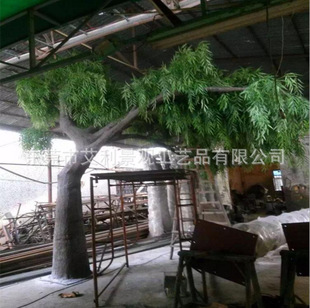 饰落地垂柳枝仿真假树 仿真柳树绿植过胶手感柳树叶植物庭院装