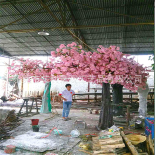 仿真半边樱花桃花树大型仿真造型树假树植物室内外许愿树装 饰树