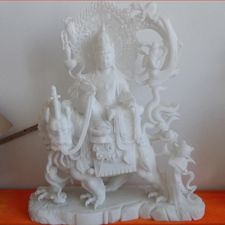 四川汉白玉石雕观音佛像三大仕玉观音文殊普贤菩萨石雕观音摆件