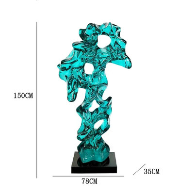 新中式透明树脂太湖石大型落地摆件酒店会所大堂雕塑艺术品软装饰