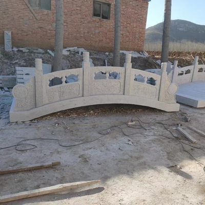 厂家供应石雕石拱桥护栏石栏杆汉白玉石桥大理石栏雕塑工艺品摆件