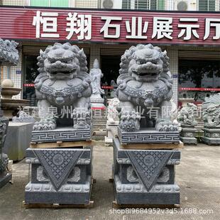 祠堂狮子石雕摆放寺庙门口花岗岩石狮子雕刻墓园石狮子