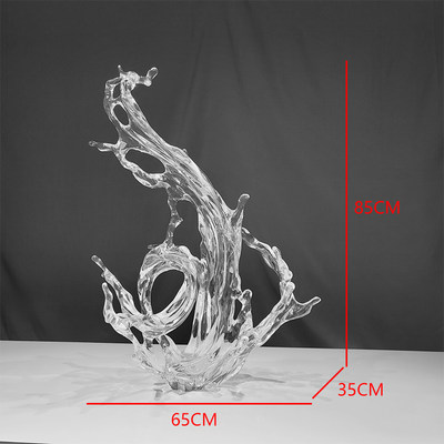 现代轻奢透明树脂浪花摆件大型落地雕塑酒店客厅玄关样板房艺术品