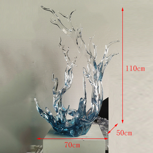 艺术品 现代酒店售楼大厅创意浪花雕塑透明树脂摆件别墅样板房软装