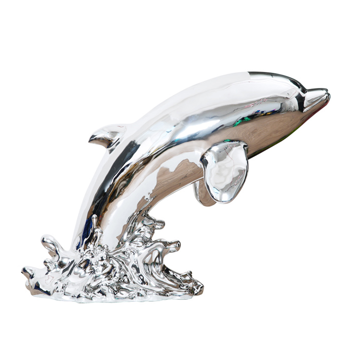 玻璃钢电镀鲸鱼落地大摆件海豚鲨鱼雕塑商场大堂酒店壁挂艺术装置