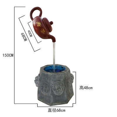 天壶悬空流水景观茶壶喷泉大型玻璃钢雕塑室内户外茶园装饰摆件