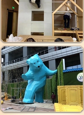 网红攀爬熊猫雕塑成都ifs熊猫不锈钢玻璃钢几何熊猫树脂户外摆件