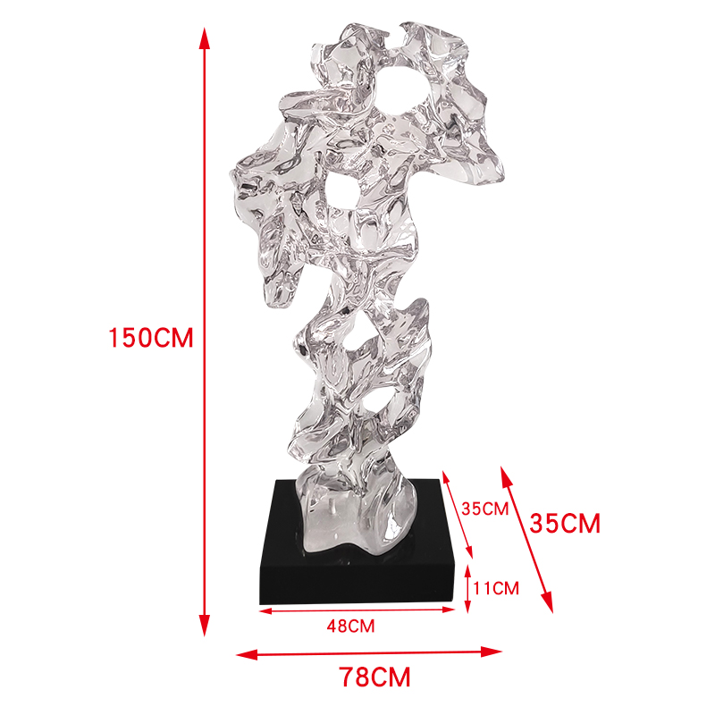 透明树脂太湖石雕塑大型落地摆件现代酒店大堂售楼处软装饰工艺品