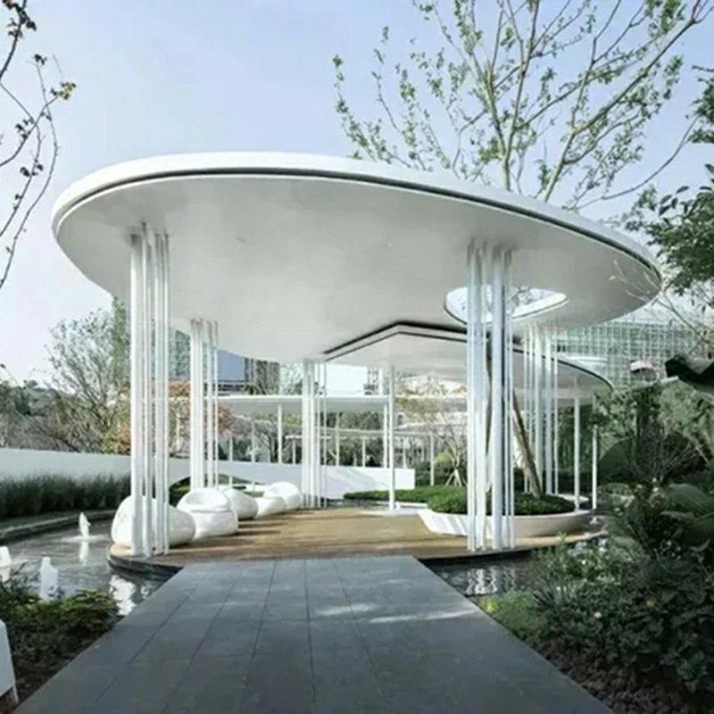 不锈钢廊架雕塑新中式钢结构大型户外异形金属铁艺树景观长廊