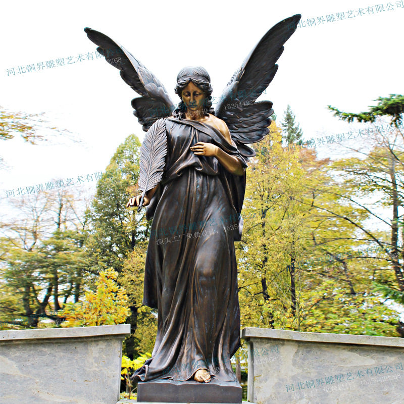 铸铜西式和平女神人物雕像西方神话胜利自由翅膀女神公园绿地景观