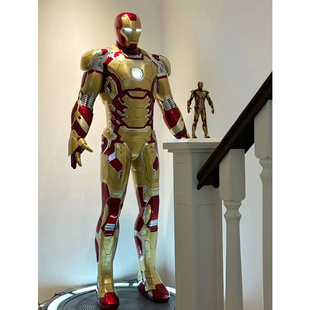 大型钢铁侠雕塑玻璃钢漫威发光MK模型电影院客厅车库门神摆件
