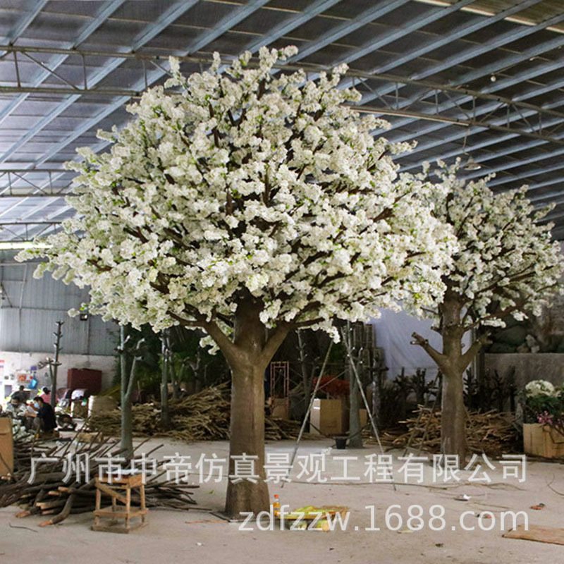 仿真樱花树人造桃花树婚庆节庆场景美化装饰假树仿生植物白色粉色