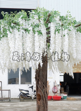 仿真白色豆花树园林设计玻璃钢景观婚庆影视假豆花树造景