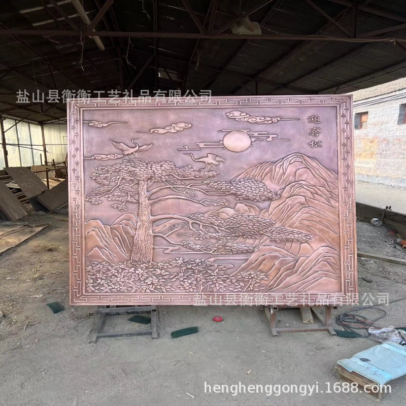 锻铜浮雕壁画中医院文化墙紫铜装饰铜版画图片