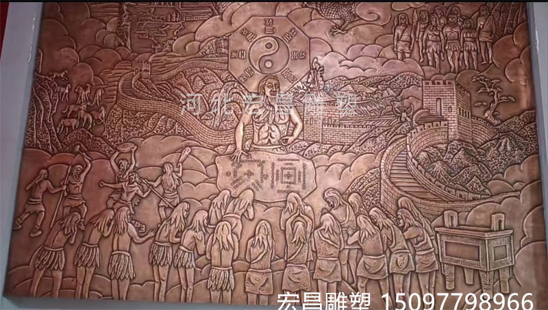 锻铜浮雕壁画铜雕设计户外紫铜玻璃钢人物外墙装饰立体铜板画