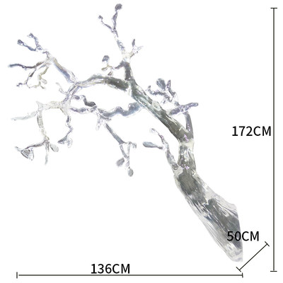 酒店会所大堂抽象透明树挂饰树脂雕塑迎客松摆件别墅售楼处装饰品