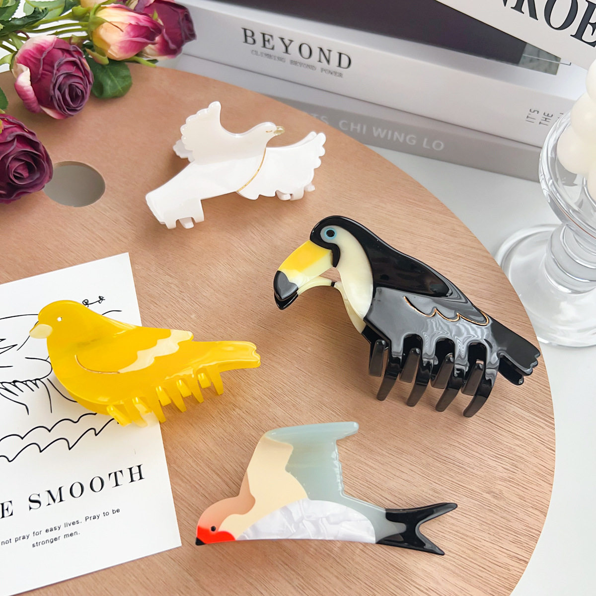 可爱和平鸽醋酸抓夹鹦鹉发夹甜美少女心百搭鲨鱼夹发饰女