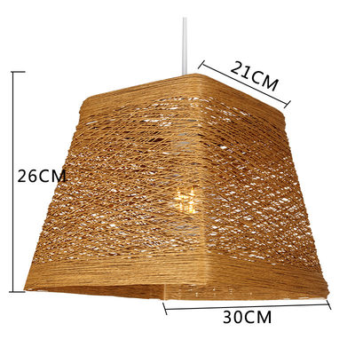 藤编餐厅卧室灯饰吧台阳台中式复古吊灯田园竹编灯藤艺单头灯罩