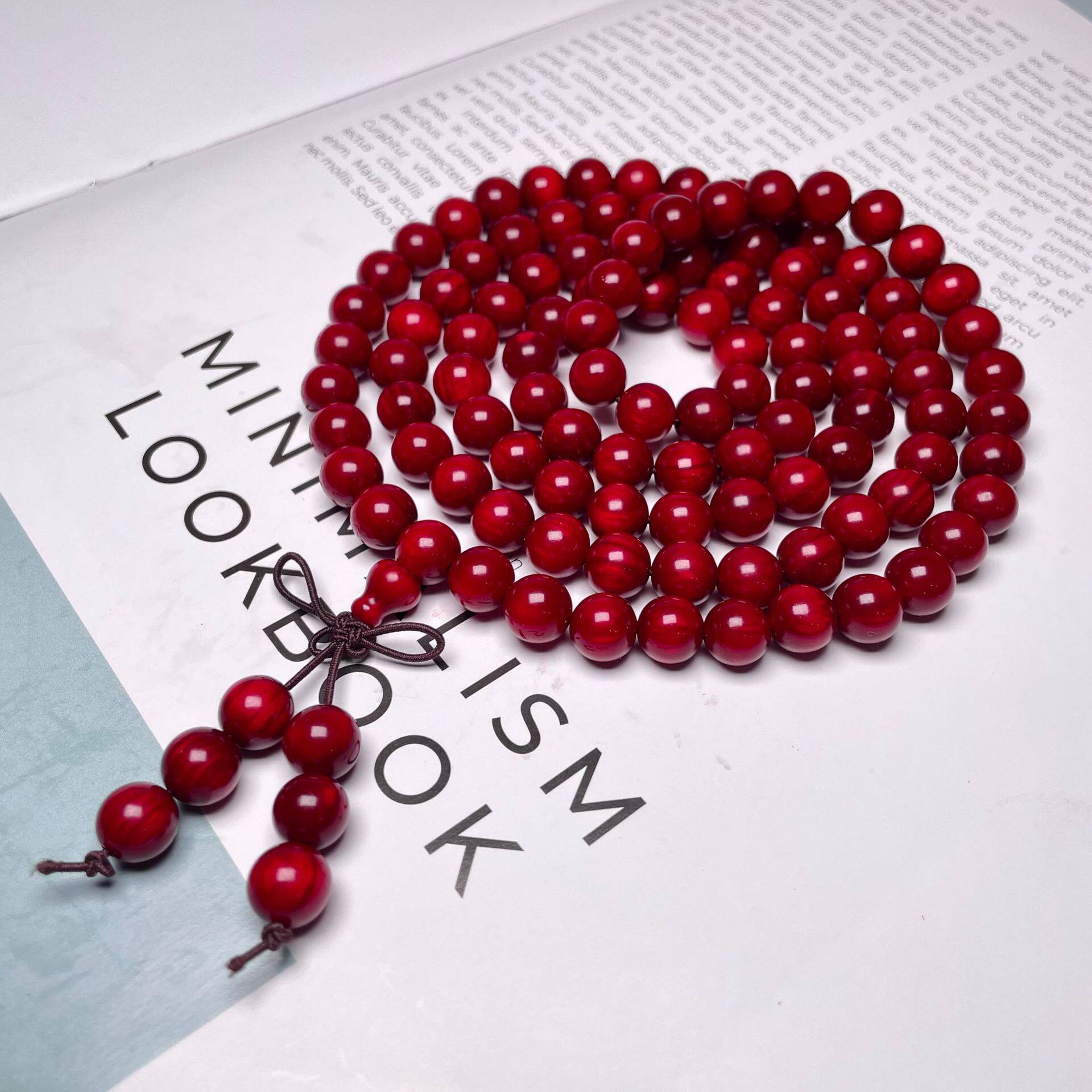 机刷松油包浆固化琥珀木手串高透血龙木北沉香松明子佛珠文玩手链