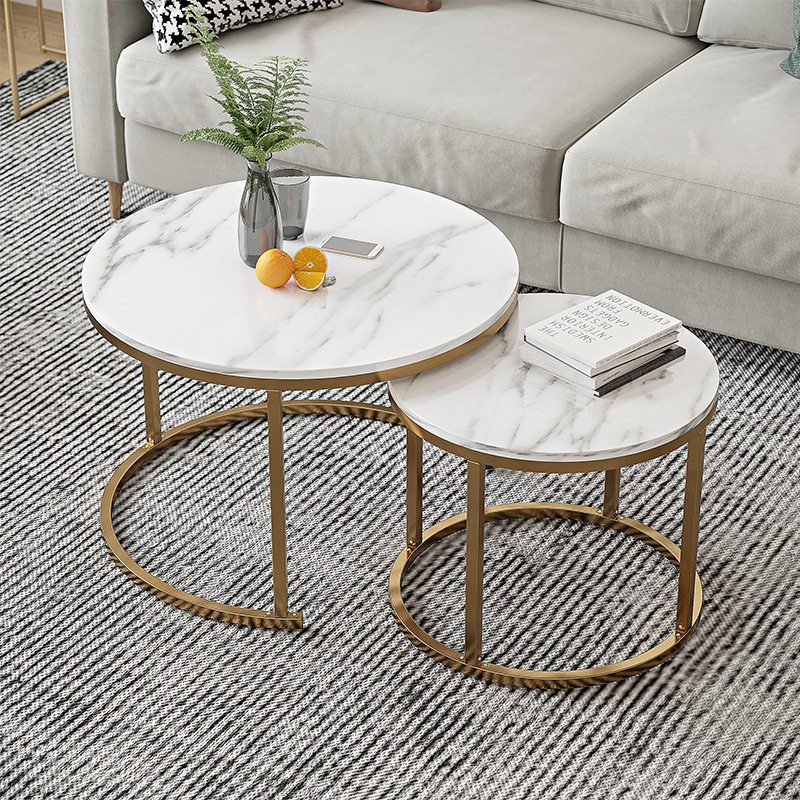 茶几轻奢现代厅家用小户型尺寸简约圆形仿大理石茶桌2021网红款