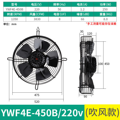 新YWF4D4E外转子轴流式风机220380v空压机冷凝器散热冷藏库冷干促