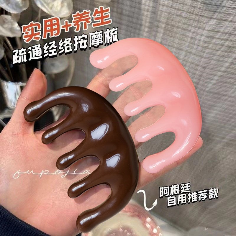 牛角梳牛骨经络梳按摩梳子五指梳手指按摩器五指养生头疗梳男女