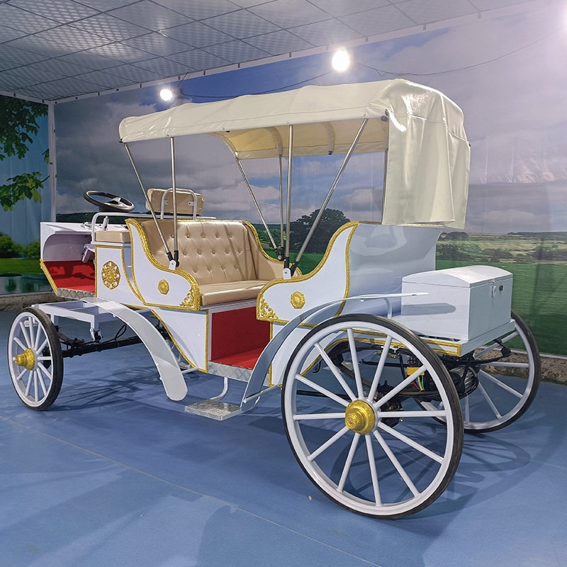 欧式马车婚庆摄影四轮休闲运动马车景区接客巡游花车电动马车
