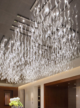 酒店大堂工程创意设计水晶吊灯别墅宴会沙盘艺术挂件装饰玻璃灯具