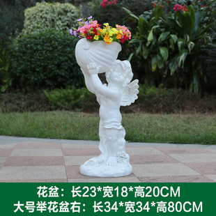 户外园林景观天使人物花缸摆件别墅门店造景装饰玻璃钢丘比特雕塑