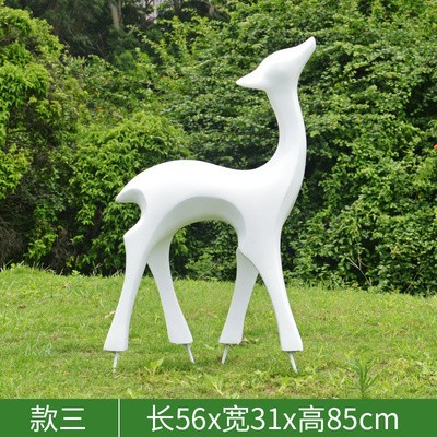 玻璃钢几何鹿雕塑抽象白鹿小区草坪园林景观抽象麋鹿装饰摆件大型