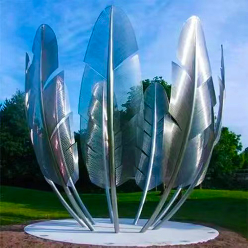 大型不锈钢镜面雕塑异形定制蒲公英花朵树户外城市地标性创意造型