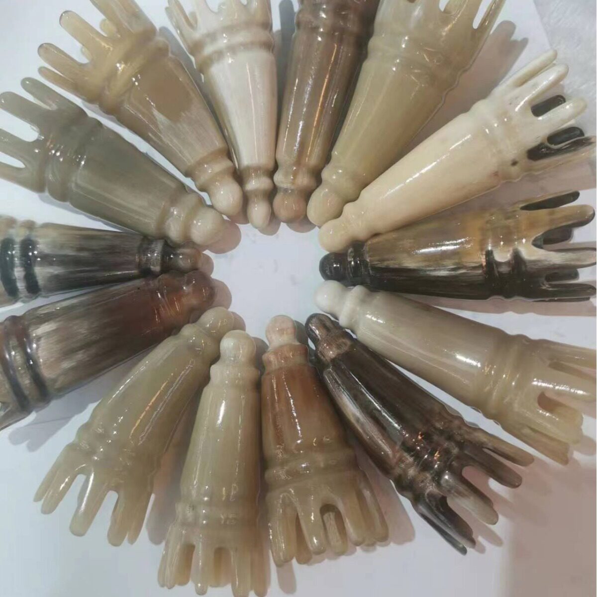 新款热卖牦牛角迷你型葫芦状洗头经络按摩牛角梳