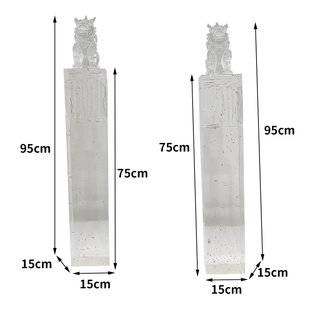 透明树脂狮子摆件金箔拴马桩立柱酒店别墅家居貔貅雕塑落地 新中式