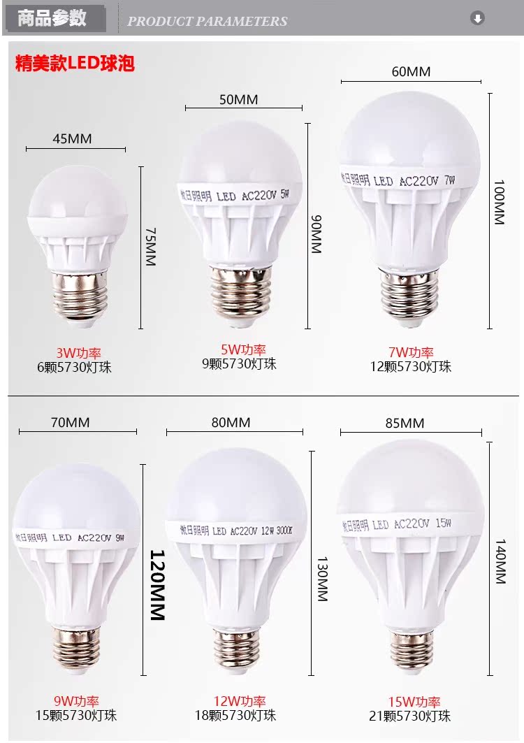 led燈泡3w5w節能燈炮乚ed小頭家用超亮e27大螺口e14鑼口l e d電