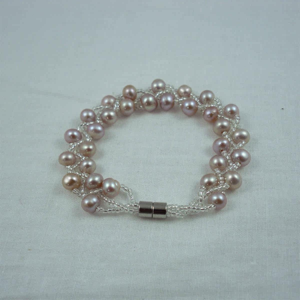 天然花形混彩珍珠手链紫色女款送礼珍珠花样手镯链淡水珍珠项链