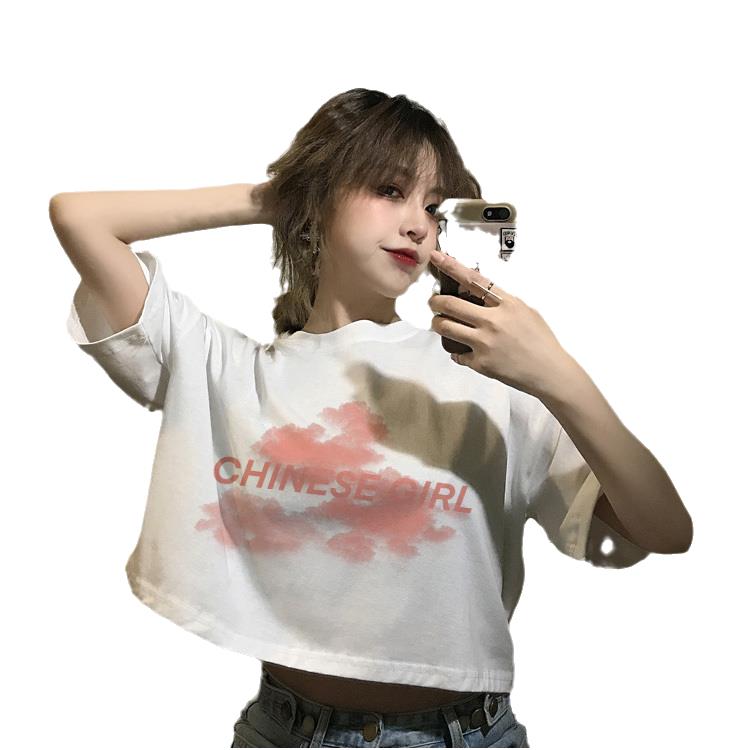 潮流上衣图案韩版网红原宿风t恤依奴短袖露脐装短款女孩复古ins在类目 女装/女士精品, T恤中 - 来自Buy2taobao.com提供专业的淘宝代购服务