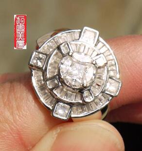 豪华18k白金镶嵌南非真钻男款三层宝塔戒指特价香港优品高端饰品