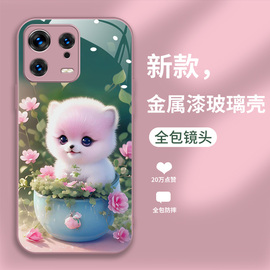 适用小米13手机壳红米k60e/k50/k40s/k30金属漆玻璃壳xiaomi11可爱hongmi note12猫咪note115Gmi civi3潮