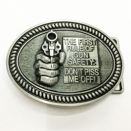 手握武器图美国西部牛仔风格皮带扣皮带平滑扣cowboy belt buckle