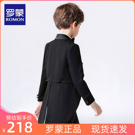 罗蒙儿童礼服燕尾服男童小西装，套装三件套钢琴演出服主持西服英伦