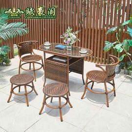 休闲户外藤椅三件套阳台桌藤椅庭院花园奶茶店咖啡厅室外桌椅组合