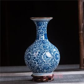 景德镇陶瓷器仿古典青花瓷古玩中号花瓶家居装饰品酒柜博古架摆件