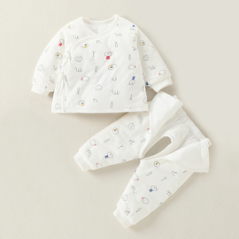 新生婴儿衣服春秋保暖和尚，服夹棉分体薄棉袄，0初生3月宝宝棉衣套装